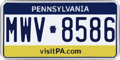 PA license plate MWV8586