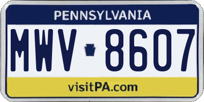 PA license plate MWV8607