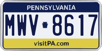 PA license plate MWV8617