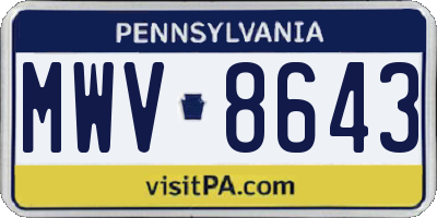 PA license plate MWV8643