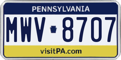 PA license plate MWV8707