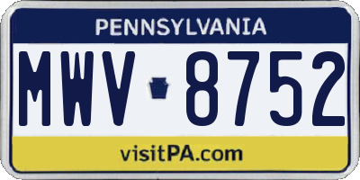 PA license plate MWV8752