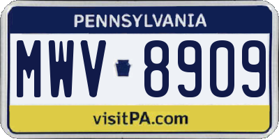 PA license plate MWV8909