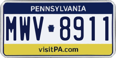 PA license plate MWV8911