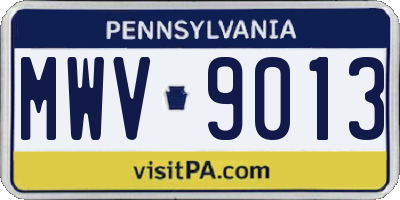 PA license plate MWV9013