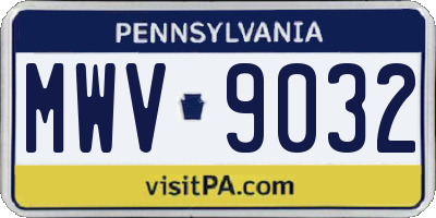 PA license plate MWV9032