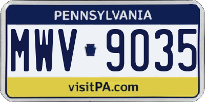 PA license plate MWV9035