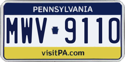 PA license plate MWV9110