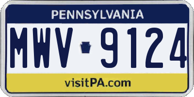 PA license plate MWV9124