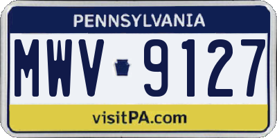 PA license plate MWV9127
