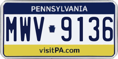 PA license plate MWV9136