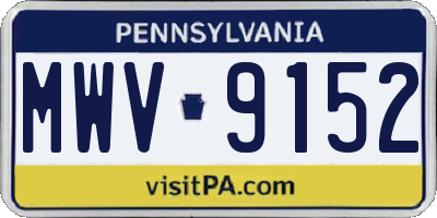 PA license plate MWV9152