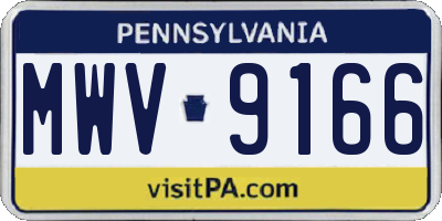PA license plate MWV9166