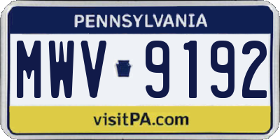 PA license plate MWV9192