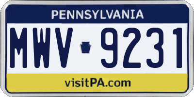 PA license plate MWV9231