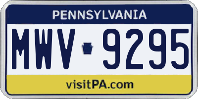 PA license plate MWV9295