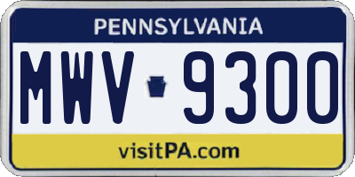 PA license plate MWV9300