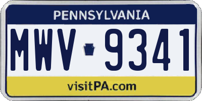 PA license plate MWV9341