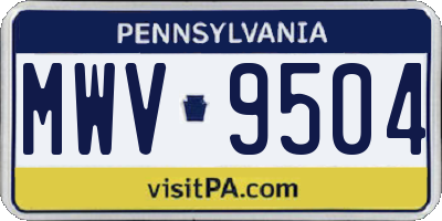 PA license plate MWV9504
