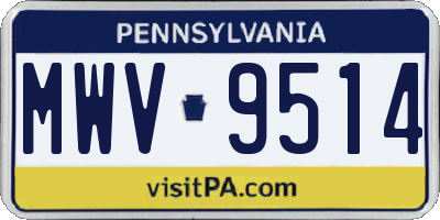 PA license plate MWV9514