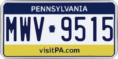 PA license plate MWV9515