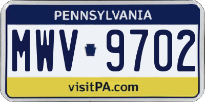 PA license plate MWV9702