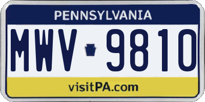 PA license plate MWV9810