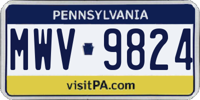 PA license plate MWV9824