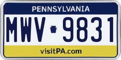PA license plate MWV9831