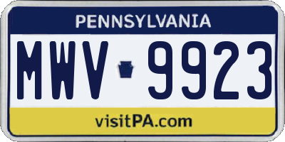 PA license plate MWV9923