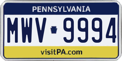 PA license plate MWV9994