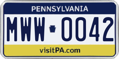 PA license plate MWW0042