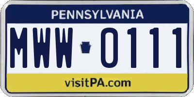 PA license plate MWW0111