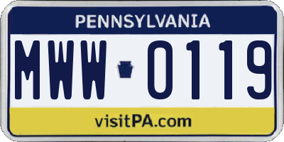 PA license plate MWW0119