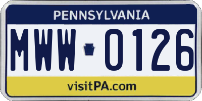 PA license plate MWW0126