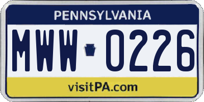 PA license plate MWW0226