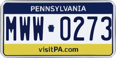 PA license plate MWW0273