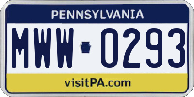 PA license plate MWW0293
