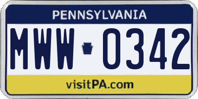 PA license plate MWW0342