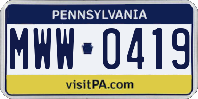 PA license plate MWW0419