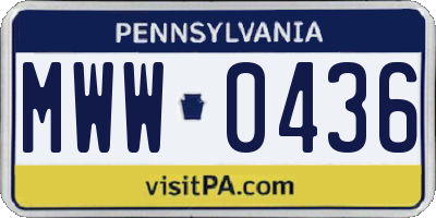 PA license plate MWW0436