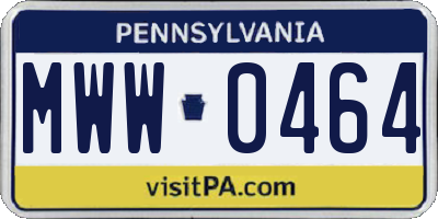 PA license plate MWW0464