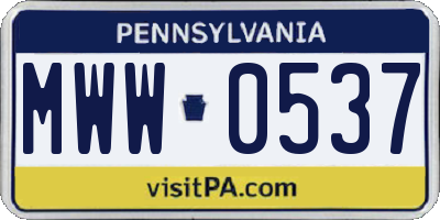 PA license plate MWW0537