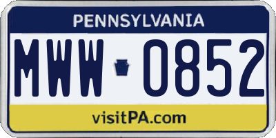 PA license plate MWW0852