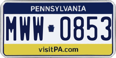 PA license plate MWW0853
