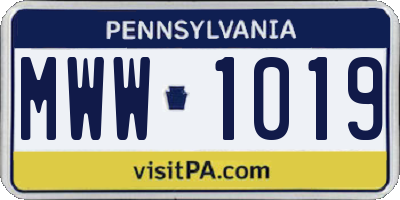 PA license plate MWW1019