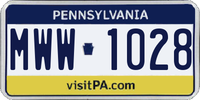 PA license plate MWW1028