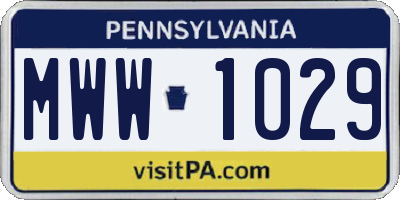 PA license plate MWW1029