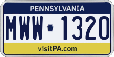 PA license plate MWW1320