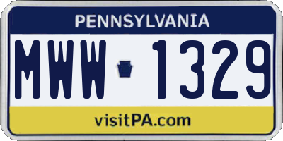 PA license plate MWW1329